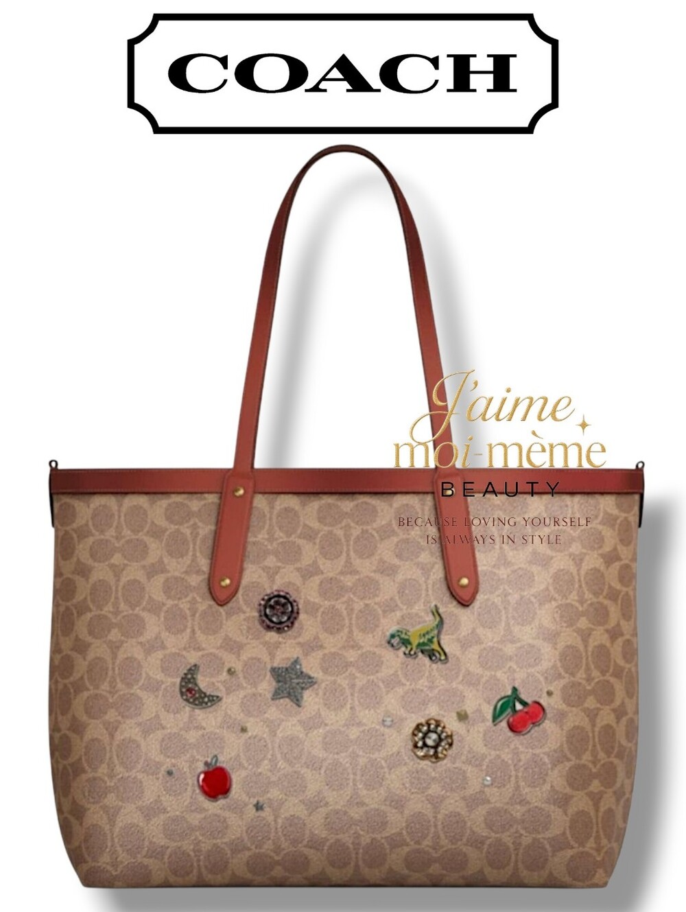 Coach RETAIL Crystal Embellished Tea Rose Star Rexy Cherry Central City Tote